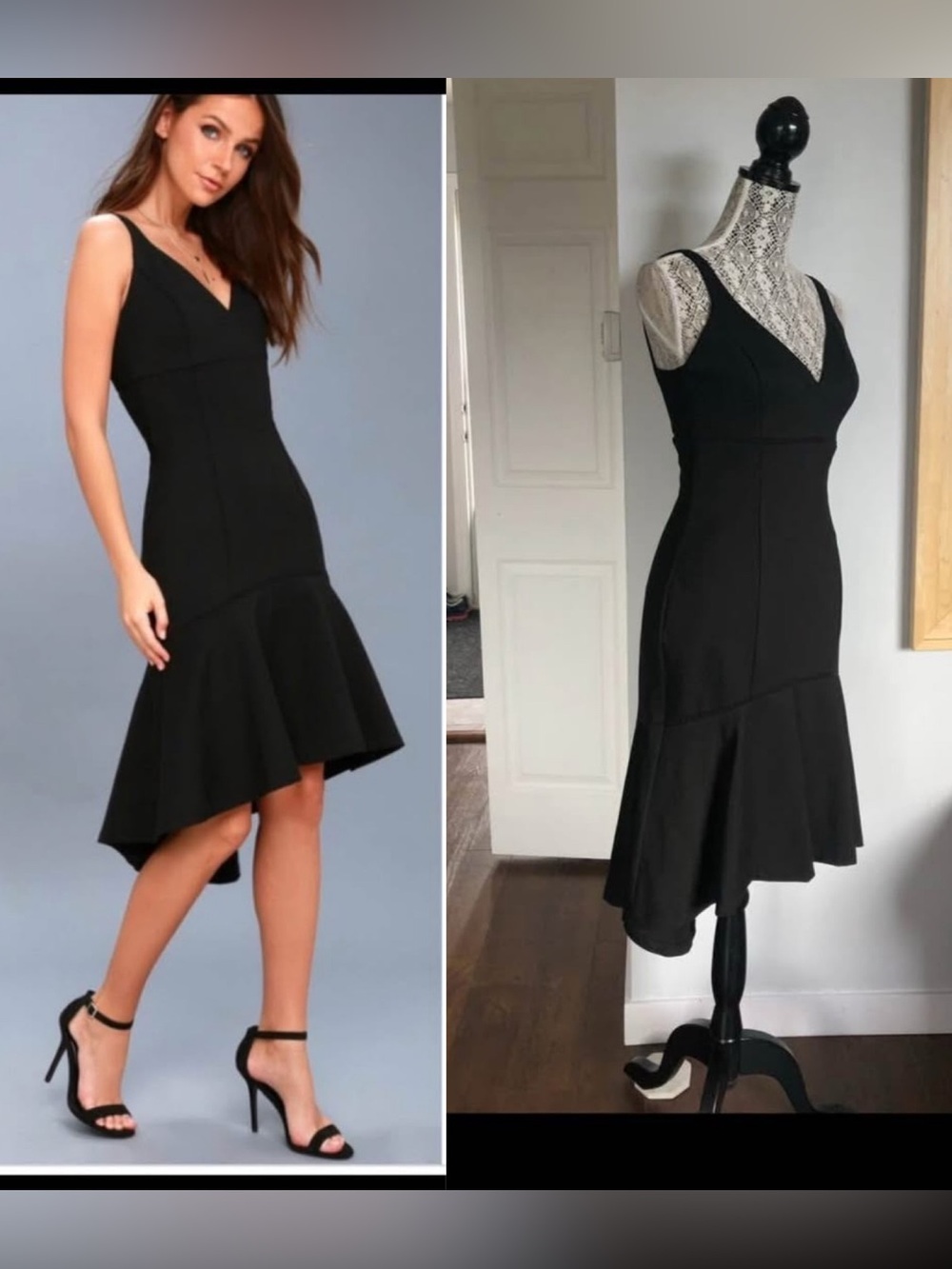 NWT Anthropologie Adelyn Rae High Low Flounce Skirt Midi Dress. Black. Small